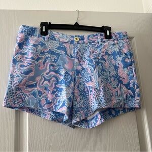 Lilly Pulitzer Callahan Knit Short Blue Peri Turtley Size 10 NWT